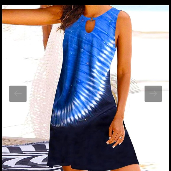 Sunshine tie-dye dress - Yobery. trending tie-dye print. Blue & White, size XL - Picture 1 of 6